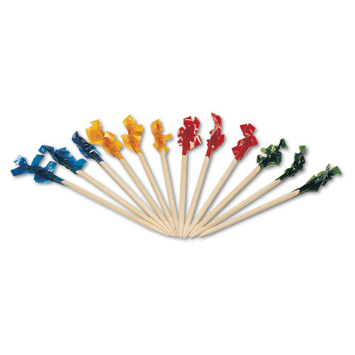 Frill Wood Picks, 2 1/2", Assorted 10,000/Case