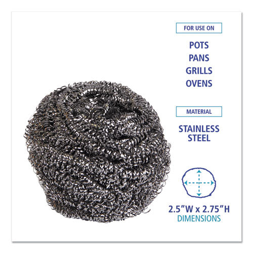 Stainless Steel Scrubber, Large 12/Bag